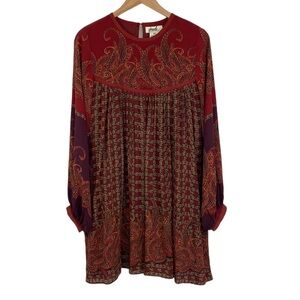 Pinnacle Shruti‎ Sancheti Dress Womens XS Purple Red Crepe Michaela Tunic Anthro